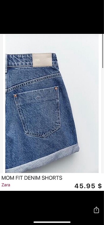 40 Beden mavi Renk ZARA Orjinal Mom Fit Jean Şort 40/L bedn