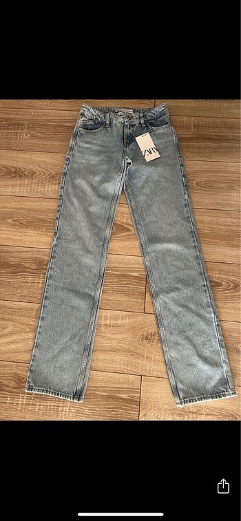 34 Beden mavi Renk ZARA Orjinal Straight Fit Jeans 34/XS