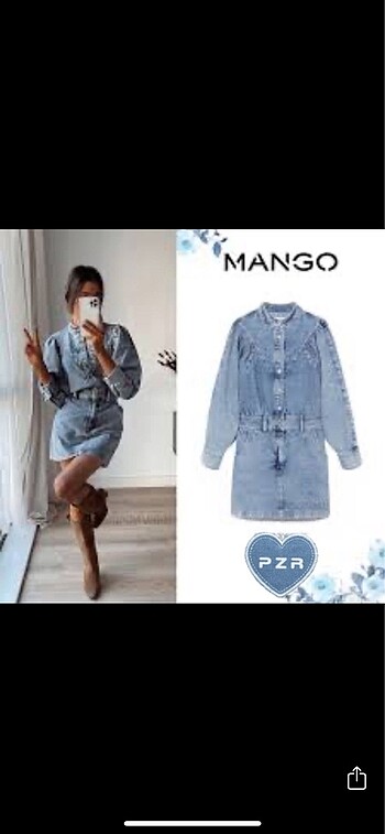 Mango MANGO Orjinal Denim / Kot Elbise