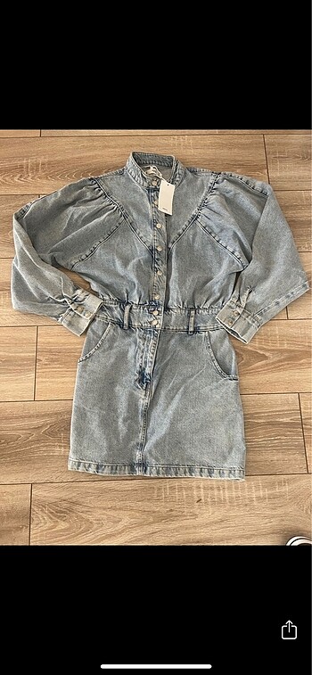 s Beden mavi Renk MANGO Orjinal Denim / Kot Elbise