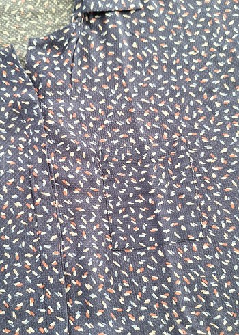 Düğmeli Kısa Kollu Mavi Kadın Gömlek - Görsel 3