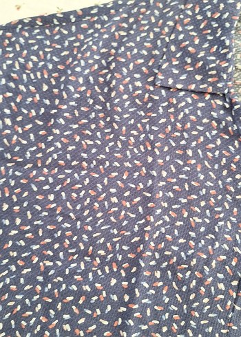 Düğmeli Kısa Kollu Mavi Kadın Gömlek - Görsel 2