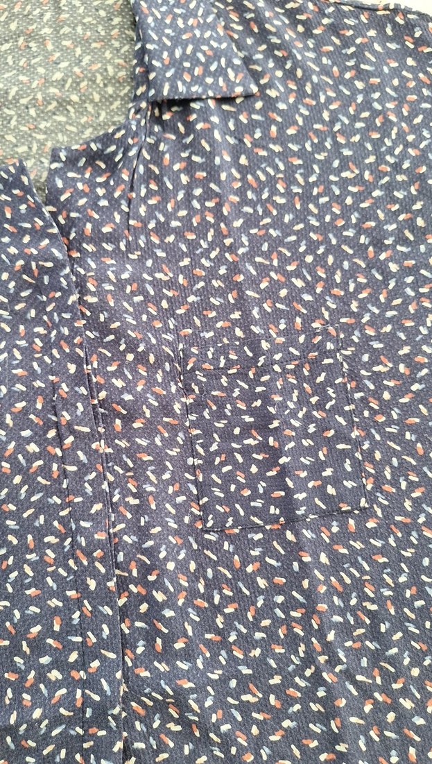 Düğmeli Kısa Kollu Mavi Kadın Gömlek - Görsel 3