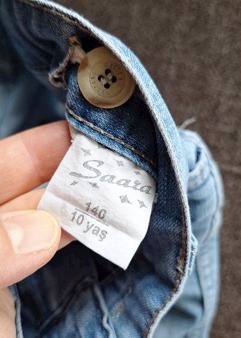 Mavi Bol Kesim Midi Denim cocuk Kot Pantolon - Görsel 4