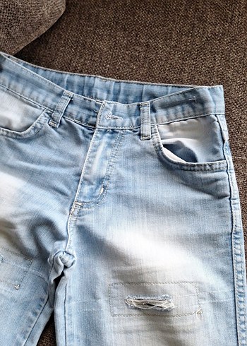 Mavi Bol Kesim Midi Denim cocuk Kot Pantolon - Görsel 3