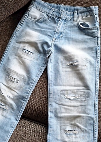 Mavi Bol Kesim Midi Denim cocuk Kot Pantolon - Görsel 2