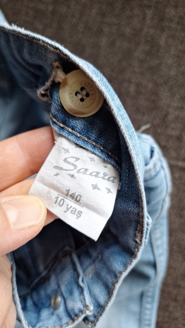 Mavi Bol Kesim Midi Denim cocuk Kot Pantolon - Görsel 4