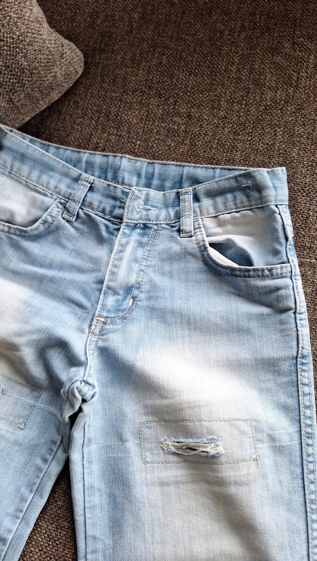 Mavi Bol Kesim Midi Denim cocuk Kot Pantolon - Görsel 3