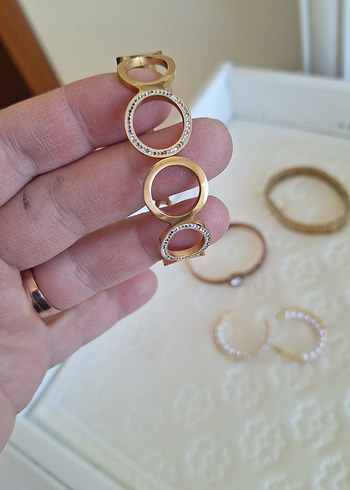 Altın Renkli Vintage Boncuklu Kadın Takı Seti - Görsel 4