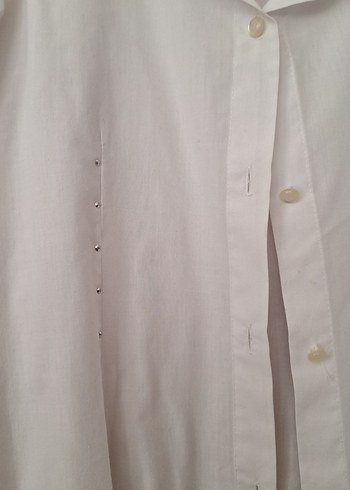 Beyaz Düğmeli Keten cocukGömlek - Görsel 3