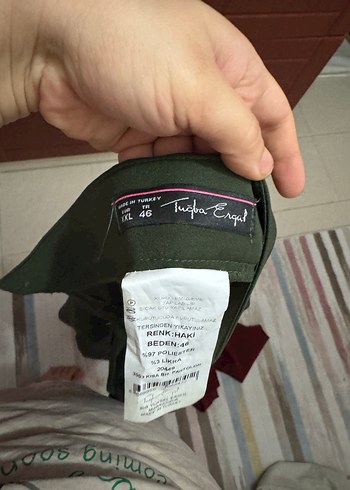 Haki renk kadın regular fit kumaş pantolon