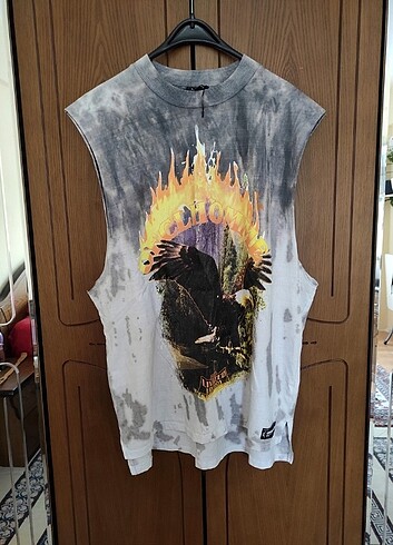 Boohooman boohoo sıfır kollu unisex batik tişört 