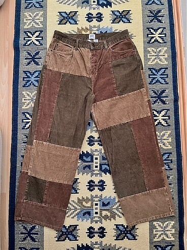 BDG Urban Outfitters yamalı patch fitilli kadife pantolon kot