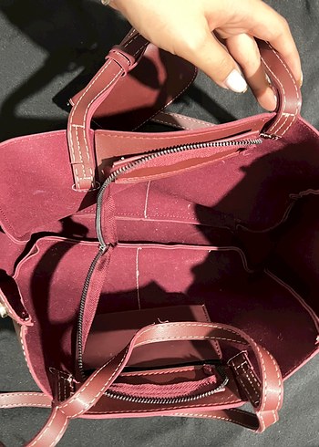 Zara Pembe Minimalist Deri Kadın Çanta