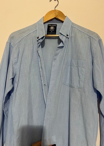 Mavi Keten Erkek Gömlek Uzun Kollu - Görsel 2