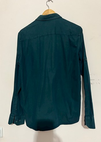 Erkek Yeşil Denim Gömlek Uzun Kollu - Görsel 4