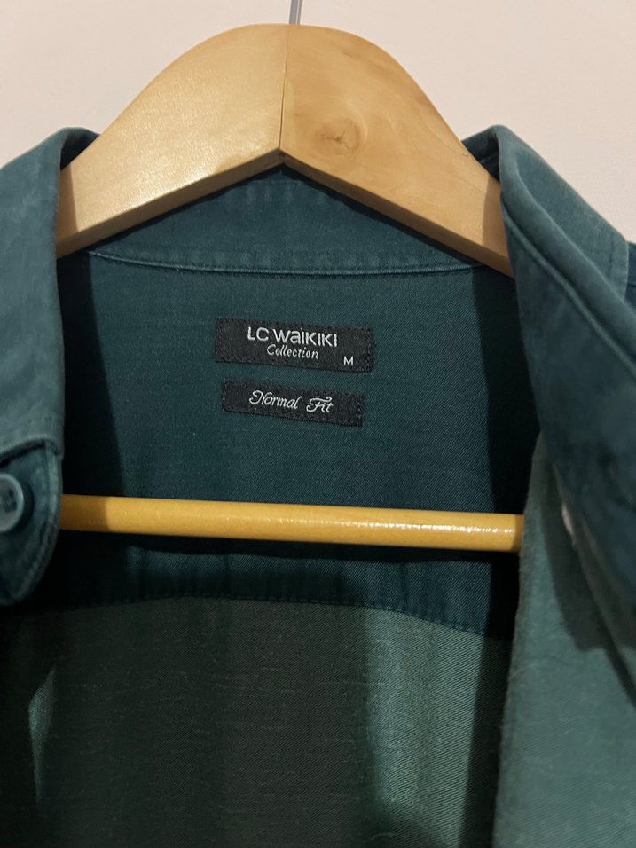 Erkek Yeşil Denim Gömlek Uzun Kollu - Görsel 3