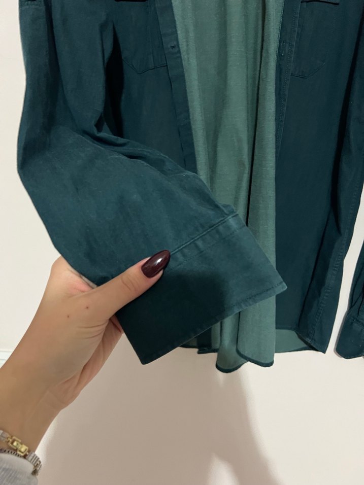 Erkek Yeşil Denim Gömlek Uzun Kollu - Görsel 2