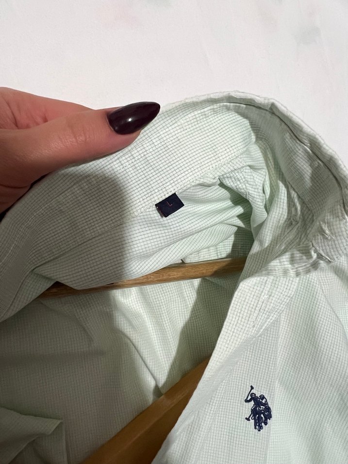 Bej Erkek Keten Gömlek, Uzun Kollu, Düğmeli - Görsel 5