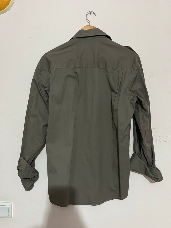 Gri Düğmeli Erkek Keten Gömlek - Görsel 3