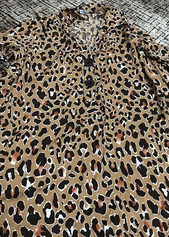 LC Waikiki Kahverengi Leopar Desenli Kadın Gömlek