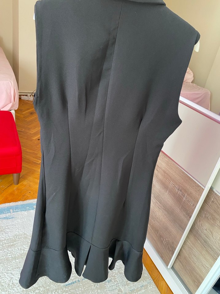 Siyah Kolsuz Uzun Kadın Takım Elbise - Görsel 2