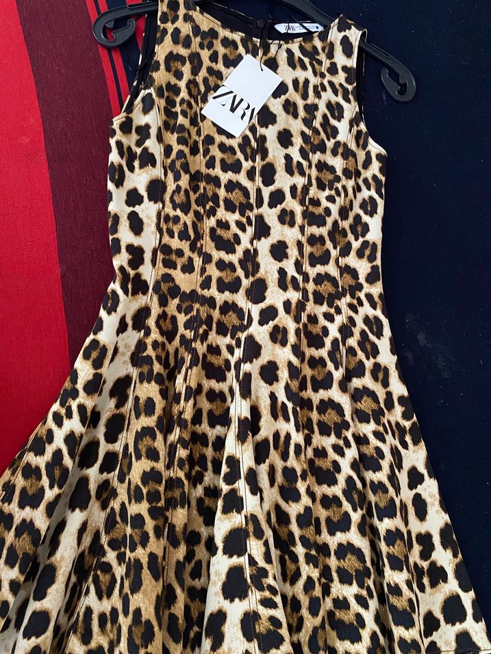 Leopar Desenli Mini Elbise - Görsel 2