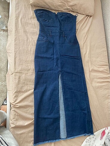 m Beden Straplez jean elbise