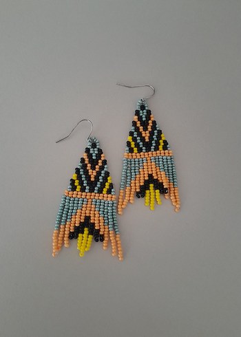 Renkli Boncuklu Mini Bohem Küpe