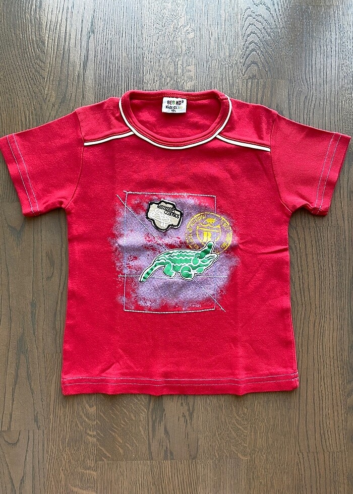 Kırmızı Unisex 2-3-4 Yaş Tişört - Görsel 3