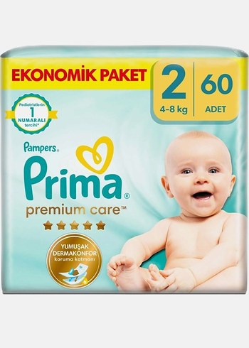 Pampers Prima Premium Care Bebek Bezi No:2, 60 Adet - Görsel 2