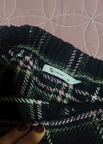 tu marka Ekose Pileli Mini Etek - Görsel 3