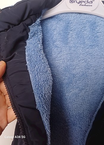 Erkek bebek Kürklü Mavi Mont - Görsel 2