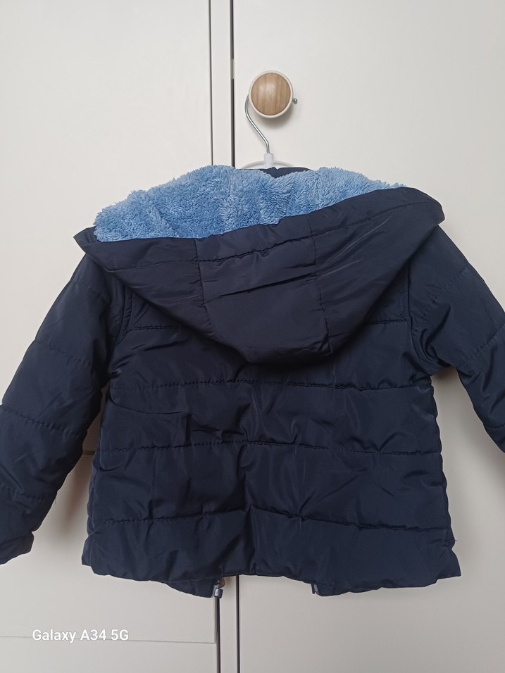 Erkek bebek Kürklü Mavi Mont - Görsel 4