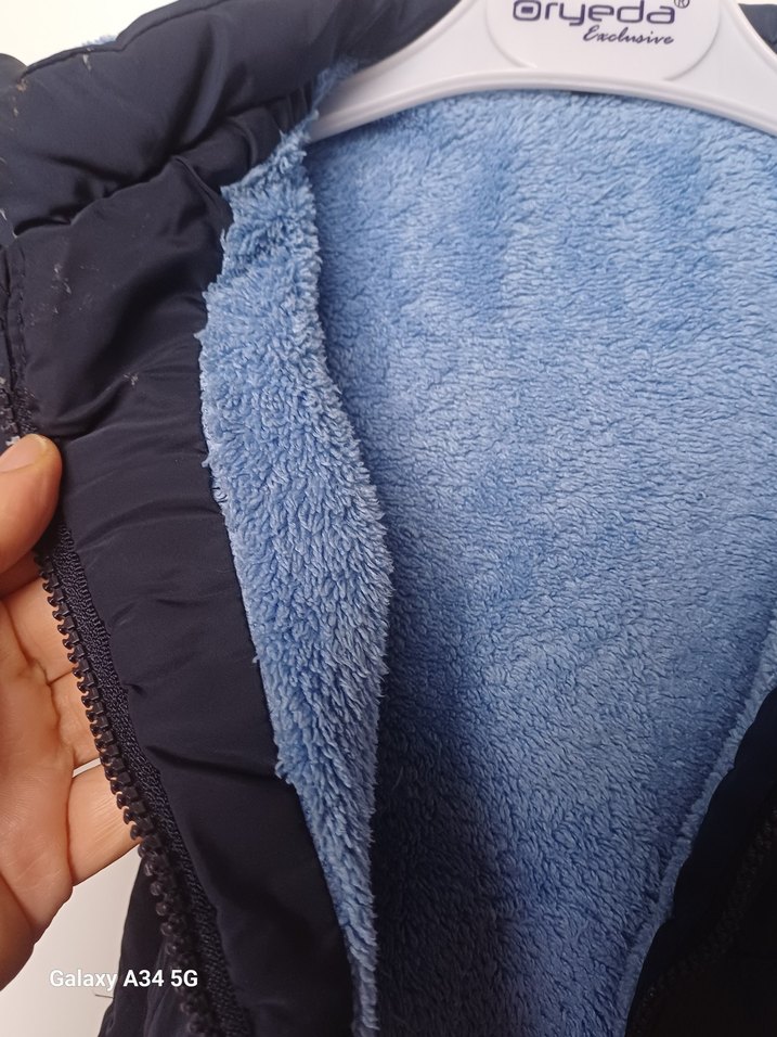 Erkek bebek Kürklü Mavi Mont - Görsel 2