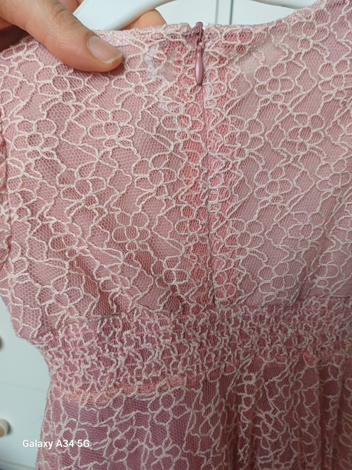 Kız Çocuk Dantel Detaylı Pembe Elbise - Görsel 5