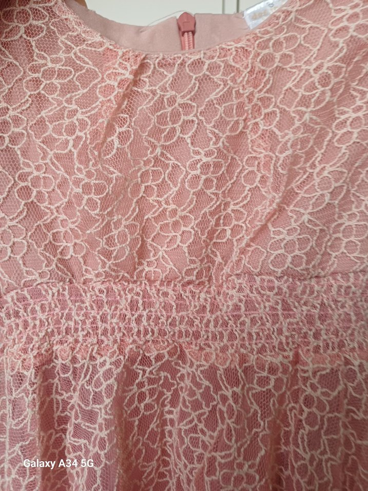 Kız Çocuk Dantel Detaylı Pembe Elbise - Görsel 4