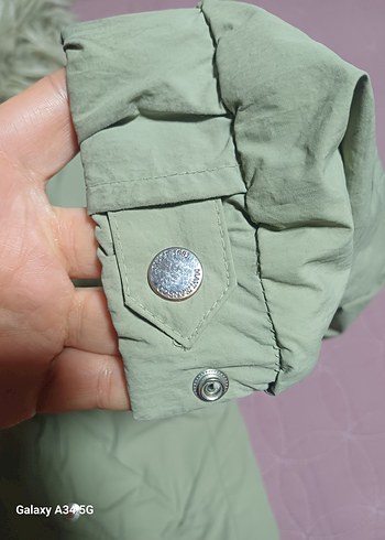 su yeşili Kürklü Uzun Kollu Kadın Ceket - Görsel 10