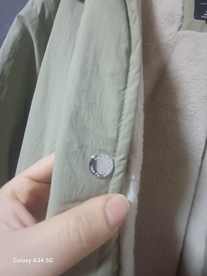 su yeşili Kürklü Uzun Kollu Kadın Ceket - Görsel 4