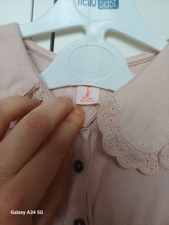 Pembe Keten Kız Elbisesi, Fırfırlı - Görsel 2