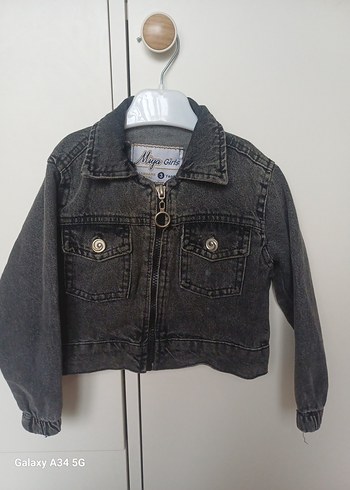 Kız Çocuk Gri Kot Ceket - Görsel 2