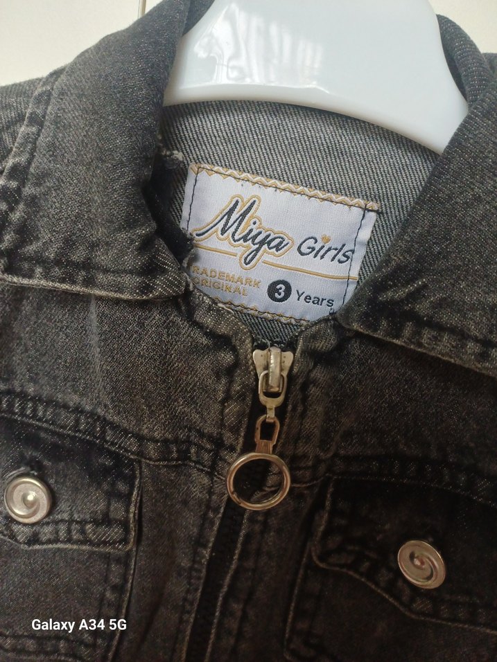 Kız Çocuk Gri Kot Ceket - Görsel 3