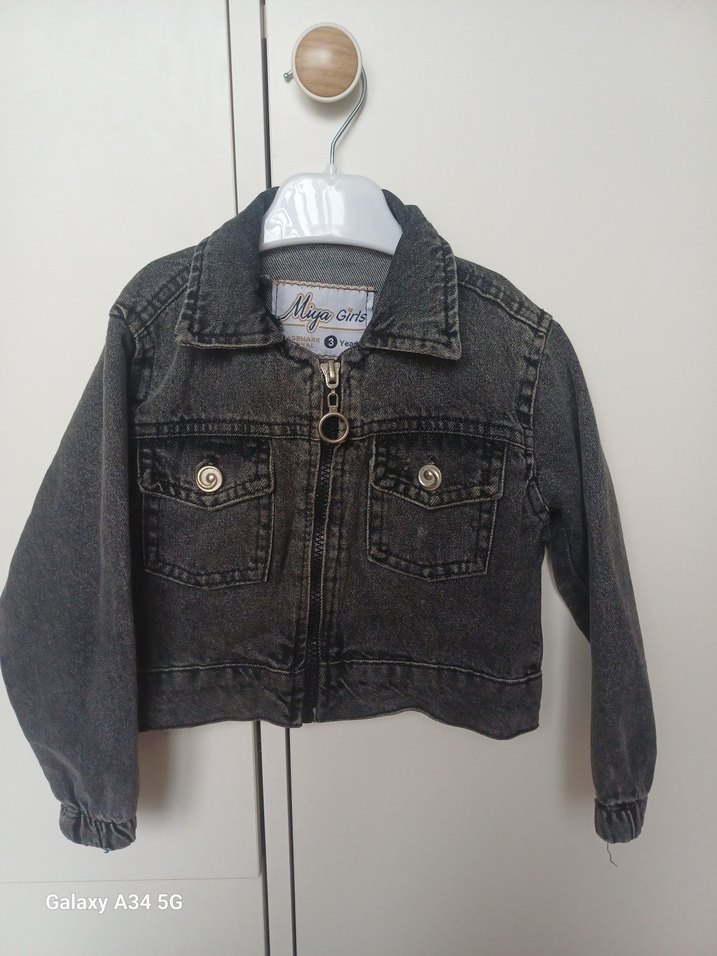 Kız Çocuk Gri Kot Ceket - Görsel 2