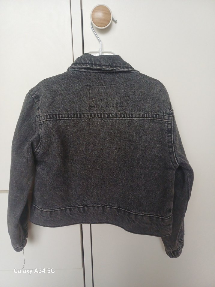 Kız Çocuk Gri Kot Ceket - Görsel 5