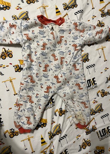 Renkli Desenli Bebek Tulumu, Fermuarlı, Uzun Kollu - Görsel 3