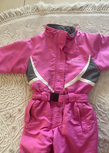 Kemerli Pembe Bebek Kız Kayak Tulumu - Görsel 2