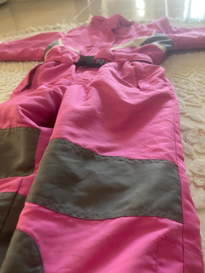 Kemerli Pembe Bebek Kız Kayak Tulumu - Görsel 3