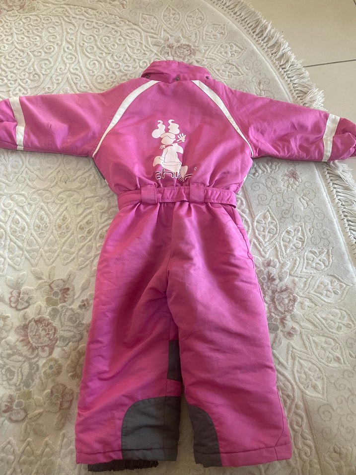 Kemerli Pembe Bebek Kız Kayak Tulumu - Görsel 5