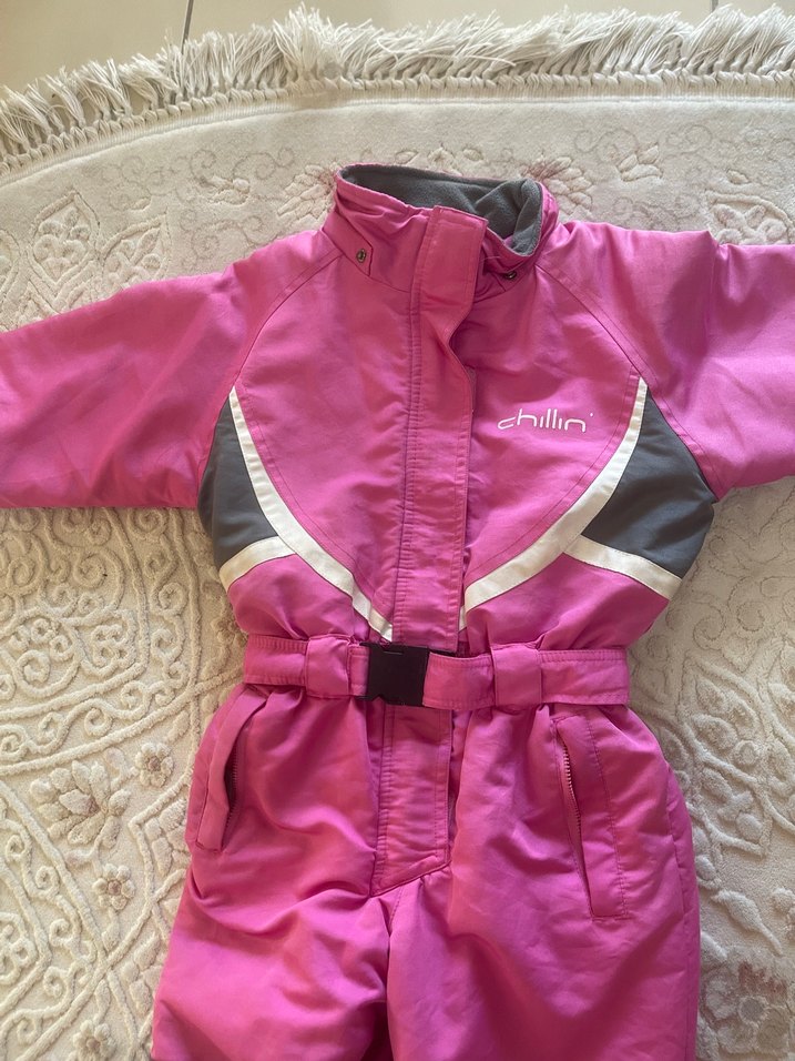 Kemerli Pembe Bebek Kız Kayak Tulumu - Görsel 2