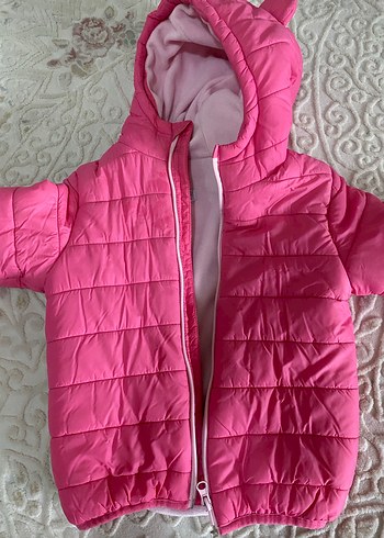 Kız Çocuk Kapüşonlu Pembe Fermuarlı Mont 5 yaş - Görsel 4